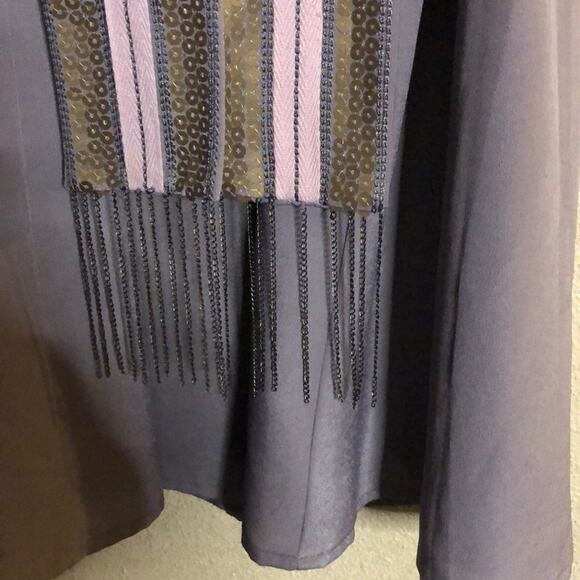 Jessica Simpson Old Money Scandi Preppy Academia Gray Tunic Sequin Belt Dress 8 - Picture 10 of 15